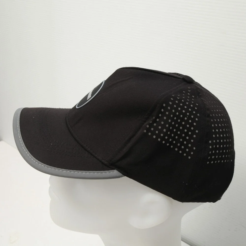 Sunrun Performance Baseball Cap Men OSFM Black Reflective Laser Cut Snapback Hat - Picture 2 of 7